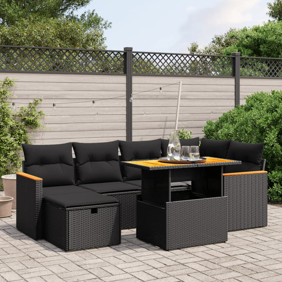 Set Canapele De Grădină Cu Perne, 7 Piese, , Poliratan
