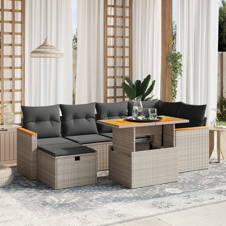 Set Canapele De Grădină Cu Perne, 7 Piese, , Poliratan