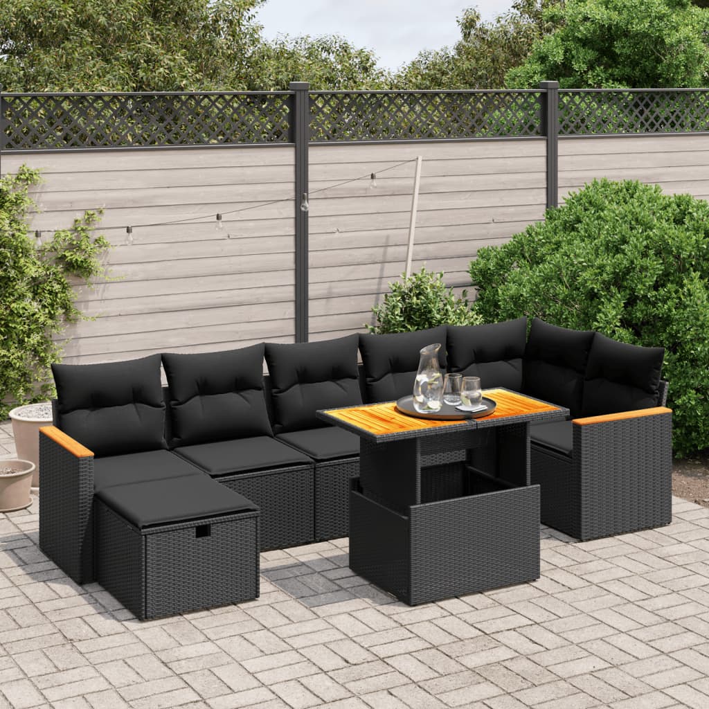 Set Canapele De Grădină Cu Perne, 8 Piese, , Poliratan