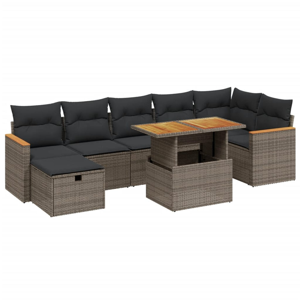 Set Canapele De Grădină Cu Perne, 8 Piese, , Poliratan