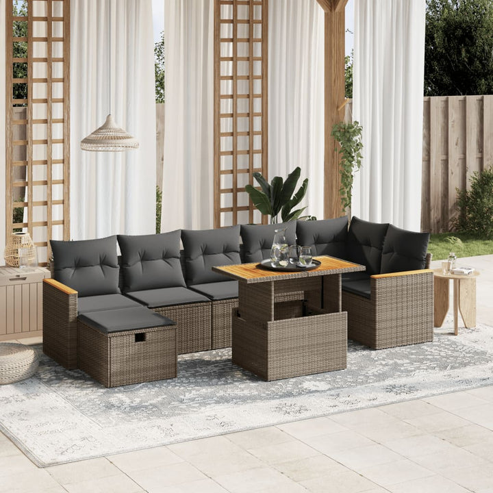 Set Canapele De Grădină Cu Perne, 8 Piese, , Poliratan