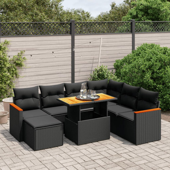 Set Canapele De Grădină Cu Perne, 8 Piese, , Poliratan