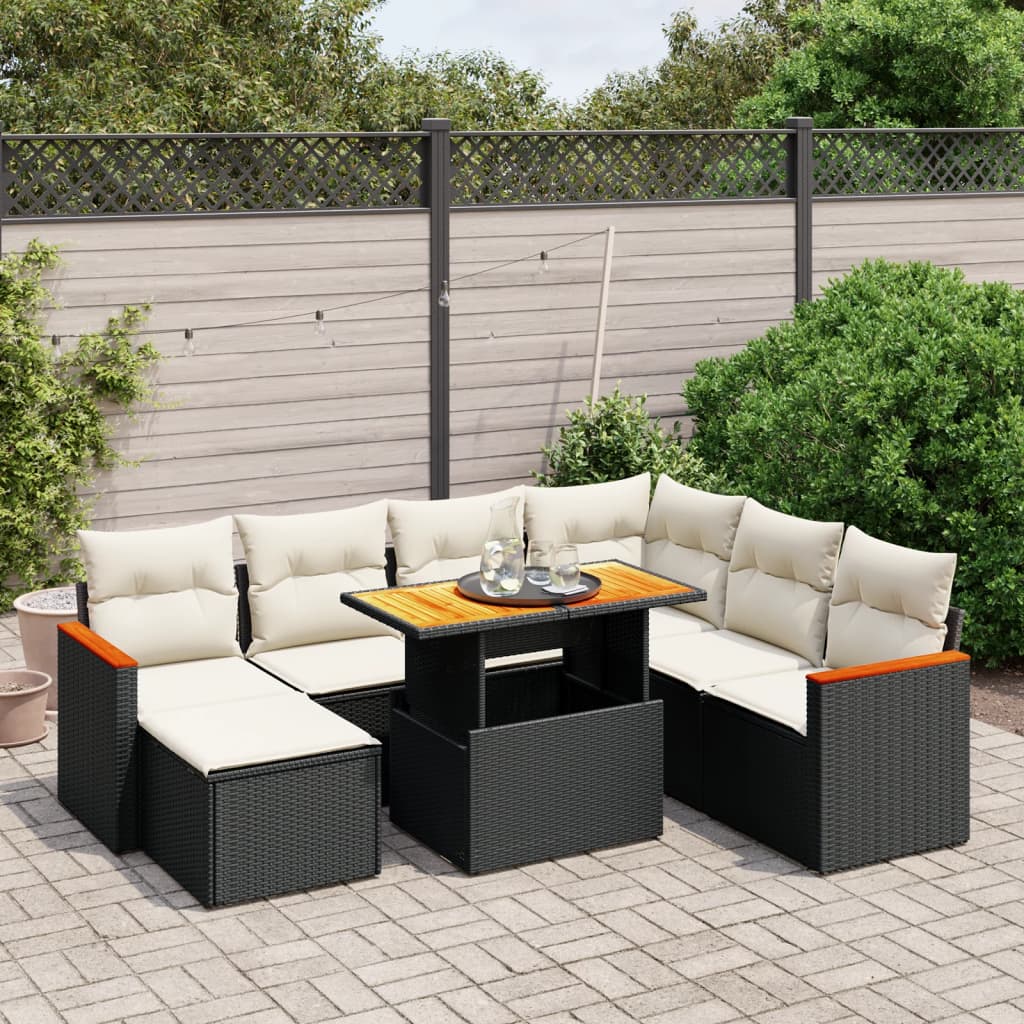 Set Canapele De Grădină Cu Perne, 8 Piese, , Poliratan