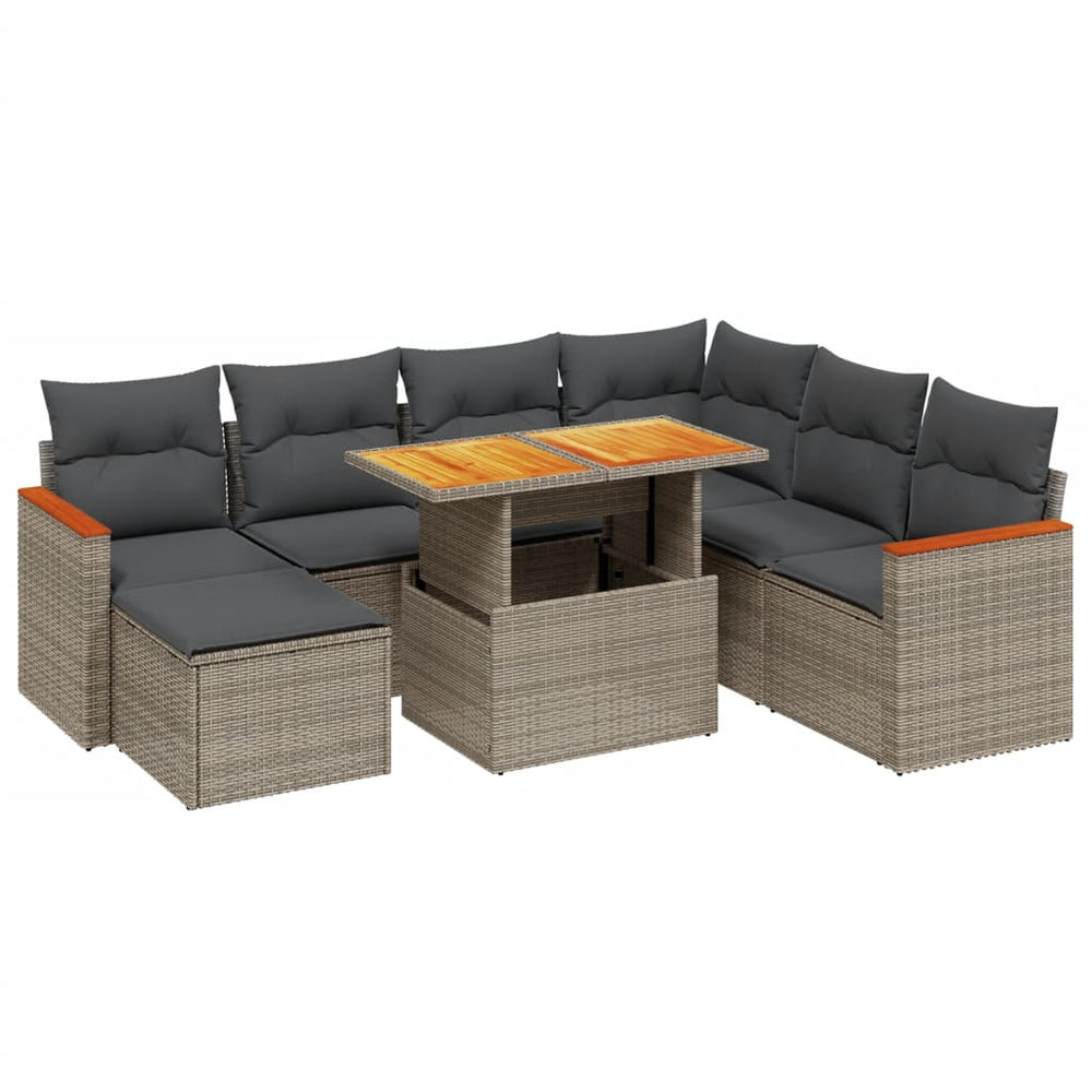 Set Canapele De Grădină Cu Perne, 8 Piese, , Poliratan