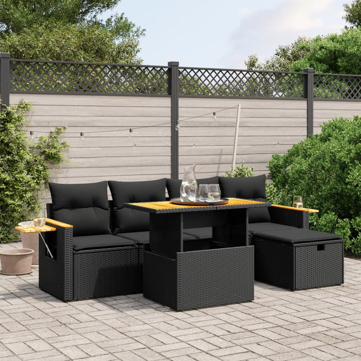 Set Canapele De Grădină Cu Perne, 6 Piese, Bej, Poliratan