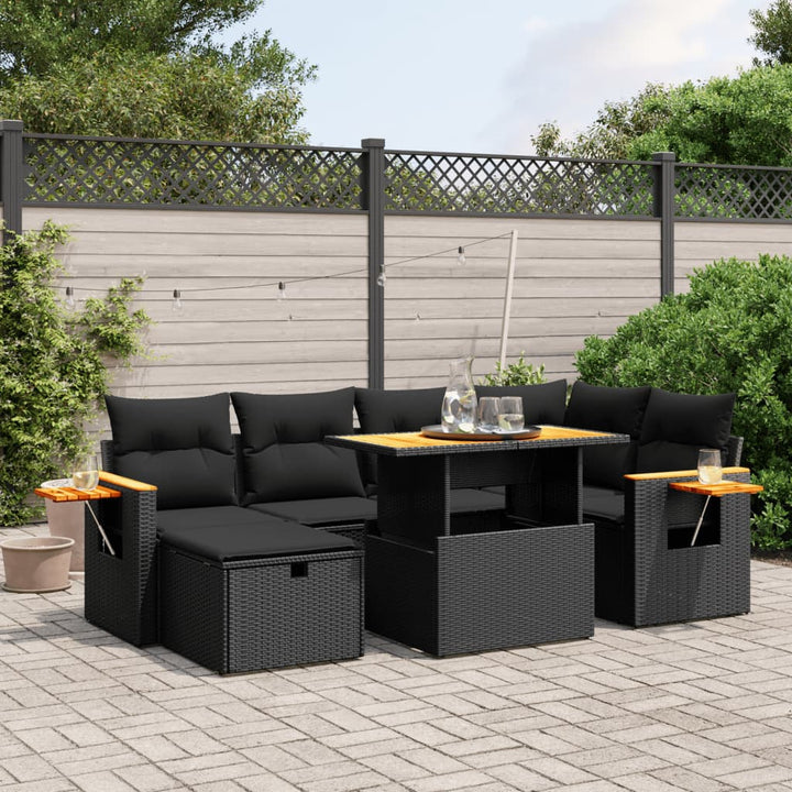 Set Canapele De Grădină, 7 Piese, Cu Perne, , Poliratan