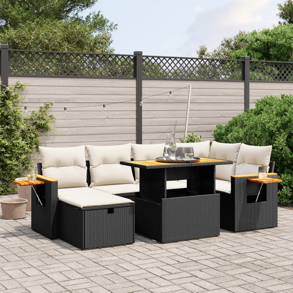 Set Canapele De Grădină, 7 Piese, Cu Perne, , Poliratan
