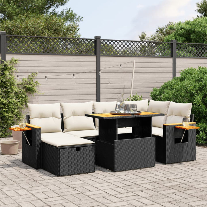 Set Canapele De Grădină, 7 Piese, Cu Perne, , Poliratan