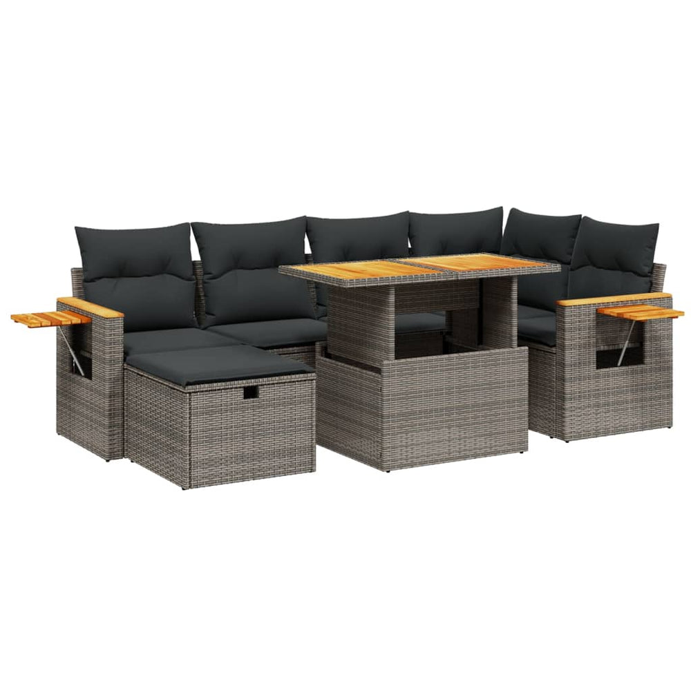 Set Canapele De Grădină, 7 Piese, Cu Perne, , Poliratan