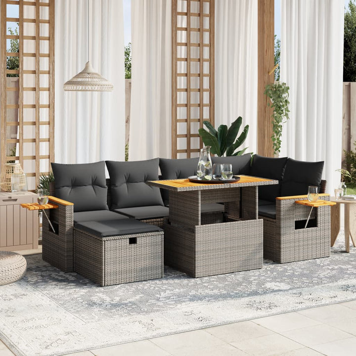 Set Canapele De Grădină, 7 Piese, Cu Perne, , Poliratan