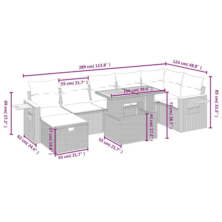 Set Mobilier De Grădină Cu Perne, 8 Piese, Negru, Poliratan