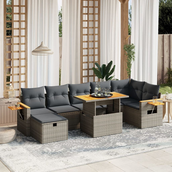 Set Mobilier De Grădină Cu Perne, 8 Piese, Negru, Poliratan