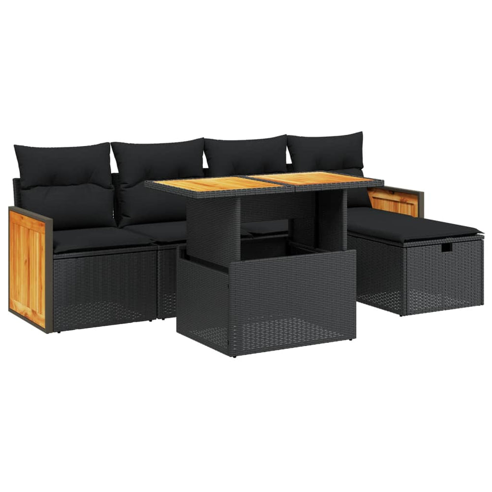 Set Mobilier De Grădină Cu Perne, 6 Piese, , Poliratan