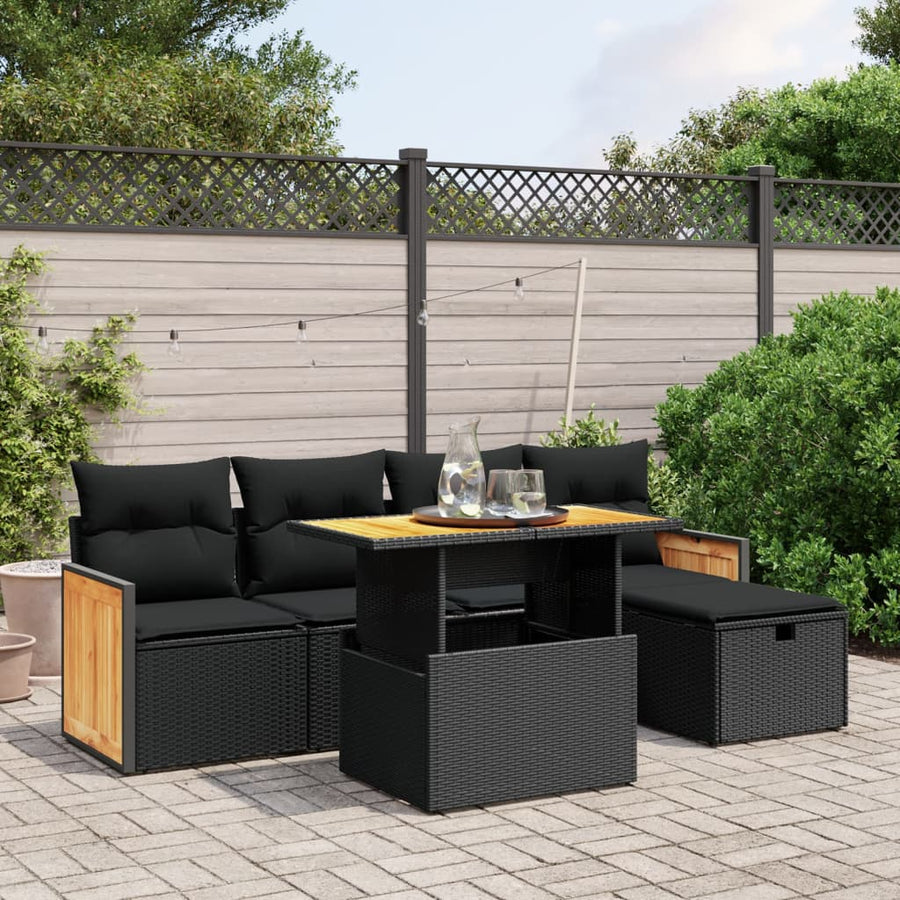 Set Mobilier De Grădină Cu Perne, 6 Piese, , Poliratan