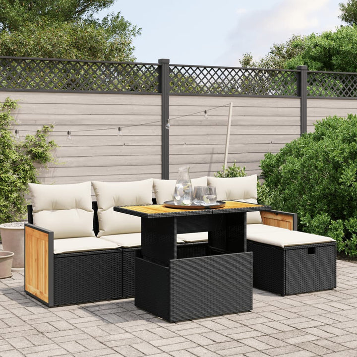 Set Mobilier De Grădină Cu Perne, 6 Piese, , Poliratan