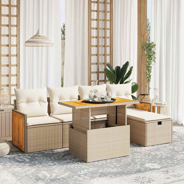 Set Mobilier De Grădină Cu Perne, 6 Piese, , Poliratan