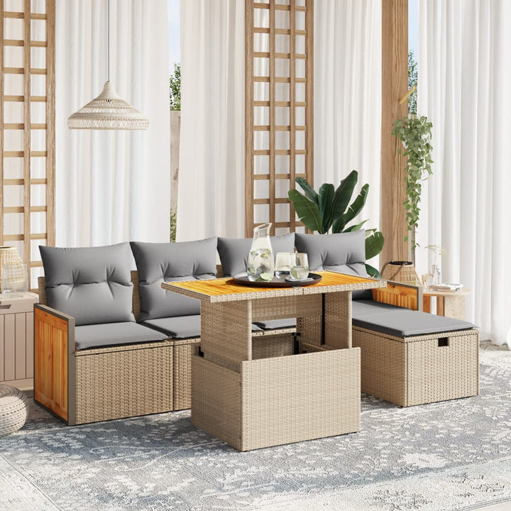 Set Mobilier De Grădină Cu Perne, 6 Piese, , Poliratan