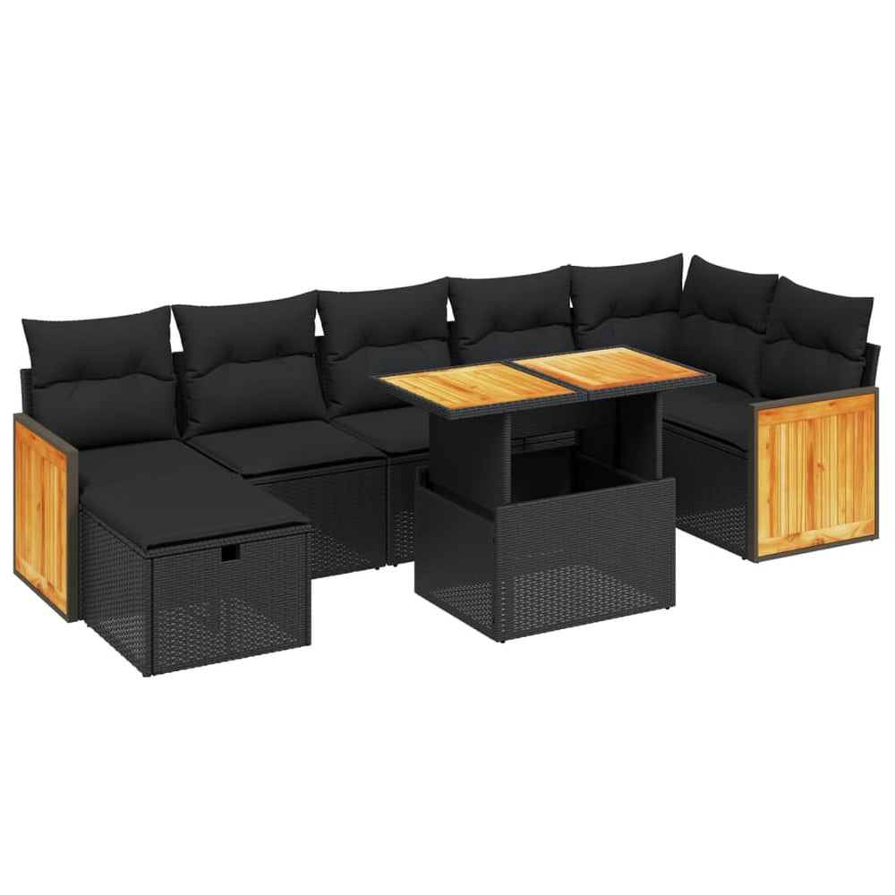 Set Mobilier De Grădină Cu Perne, 8 Piese, , Poliratan