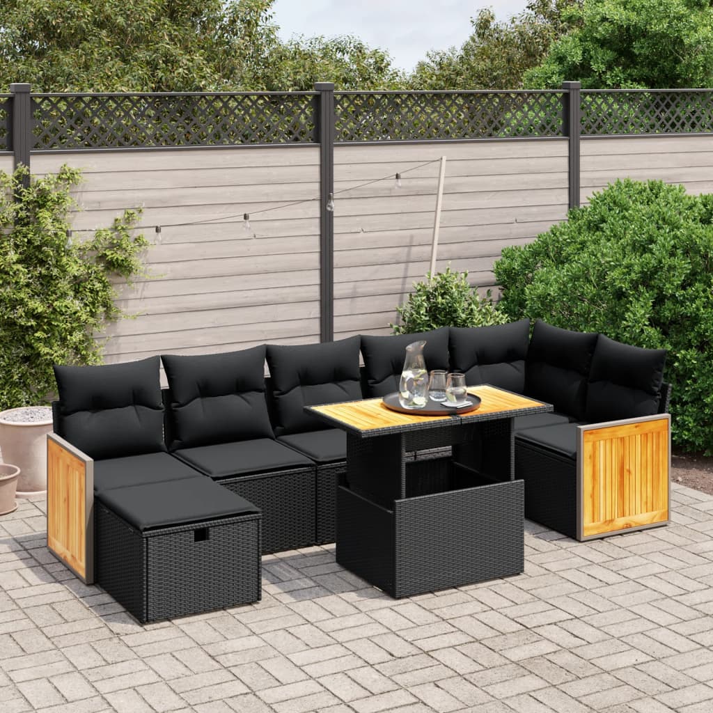 Set Mobilier De Grădină Cu Perne, 8 Piese, , Poliratan