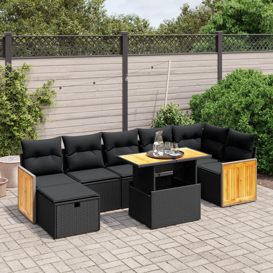 Set Mobilier De Grădină Cu Perne, 8 Piese, , Poliratan