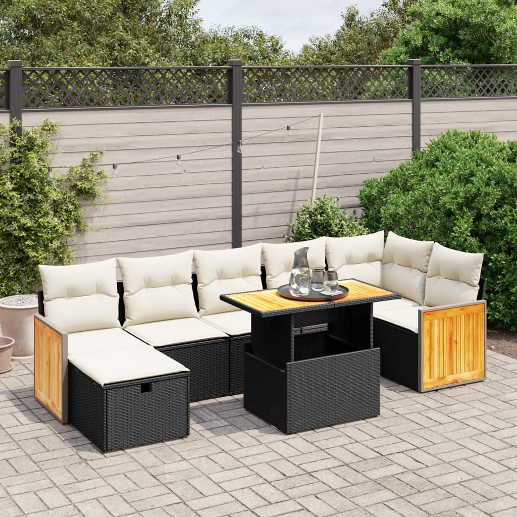 Set Mobilier De Grădină Cu Perne, 8 Piese, , Poliratan