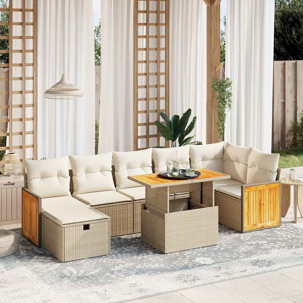 Set Mobilier De Grădină Cu Perne, 8 Piese, , Poliratan