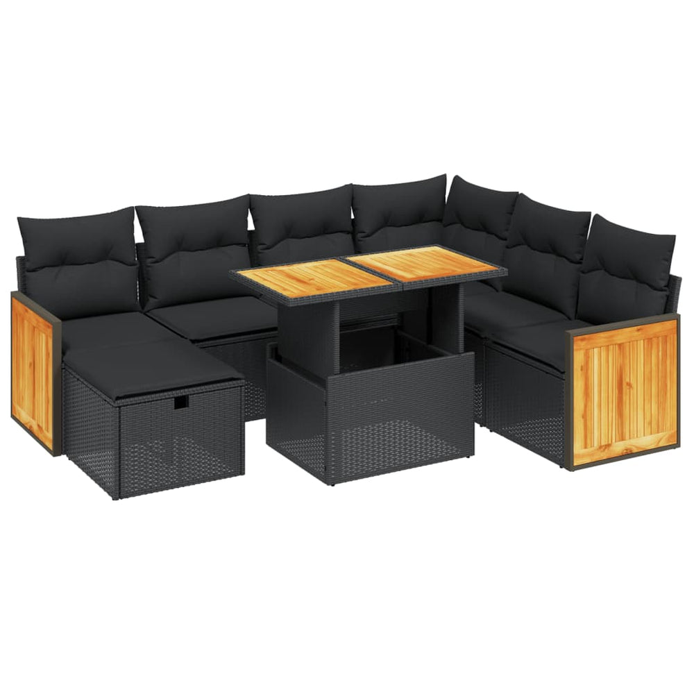 Set Mobilier De Grădină Cu Perne, 8 Piese, , Poliratan