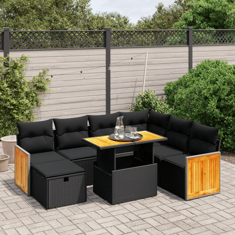 Set Mobilier De Grădină Cu Perne, 8 Piese, , Poliratan