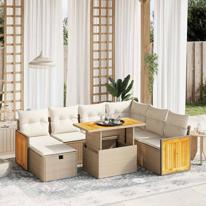 Set Mobilier De Grădină Cu Perne, 8 Piese, , Poliratan