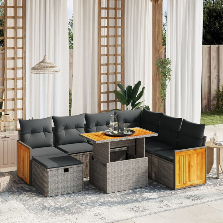Set Mobilier De Grădină Cu Perne, 8 Piese, , Poliratan