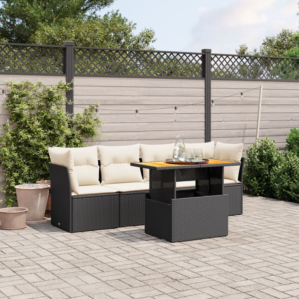 Set Mobilier De Grădină Cu Perne, 5 Piese, , Poliratan