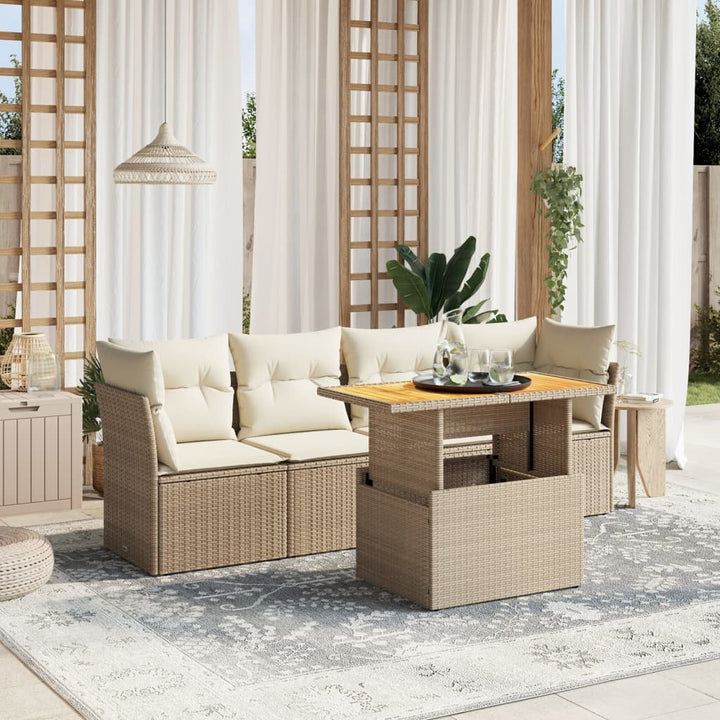 Set Mobilier De Grădină Cu Perne, 5 Piese, , Poliratan