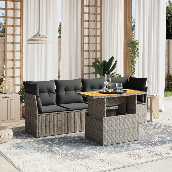 Set Mobilier De Grădină Cu Perne, 5 Piese, , Poliratan