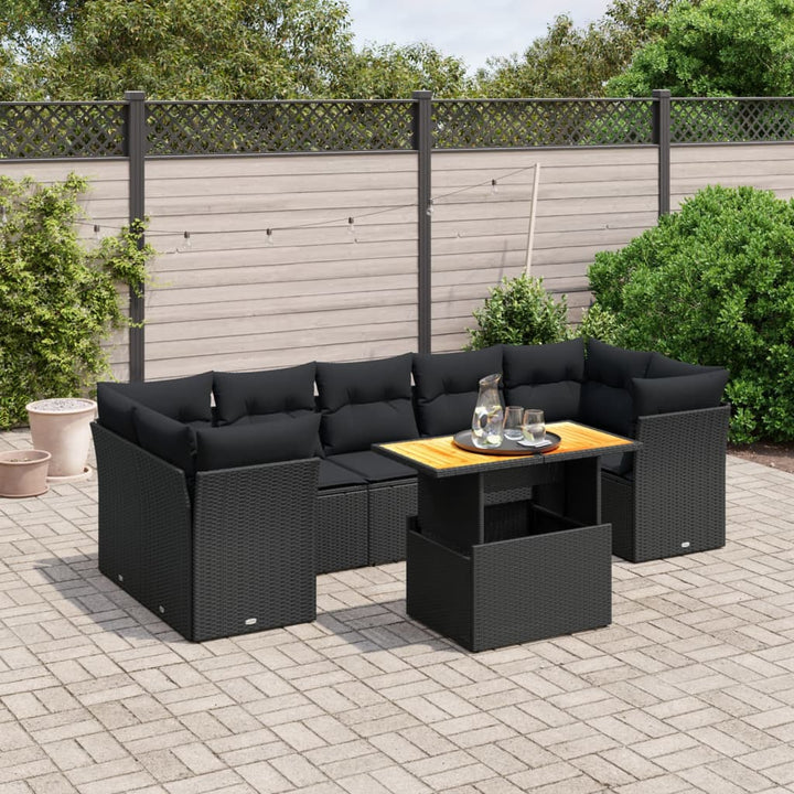 Set Mobilier De Grădină Cu Perne, 8 Piese, , Poliratan
