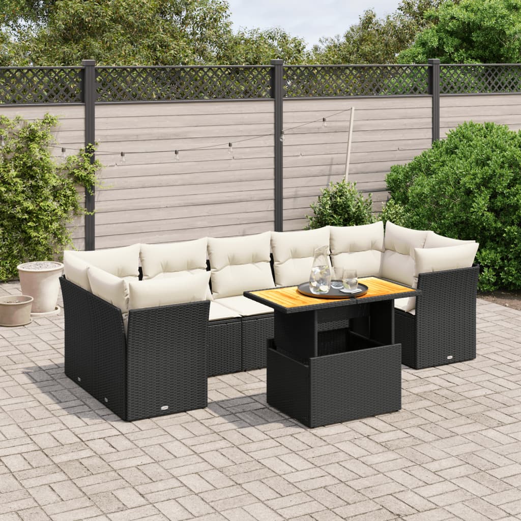 Set Mobilier De Grădină Cu Perne, 8 Piese, , Poliratan