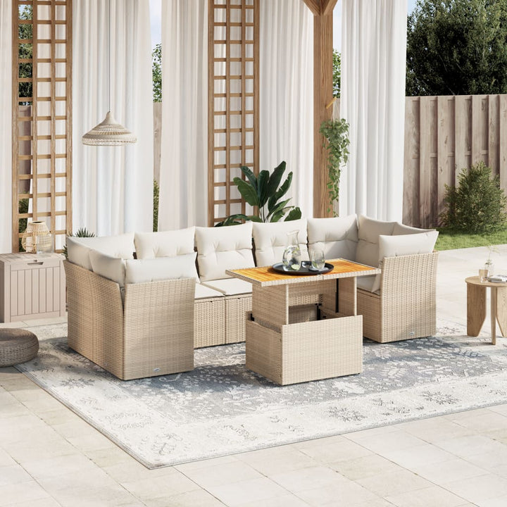 Set Mobilier De Grădină Cu Perne, 8 Piese, , Poliratan