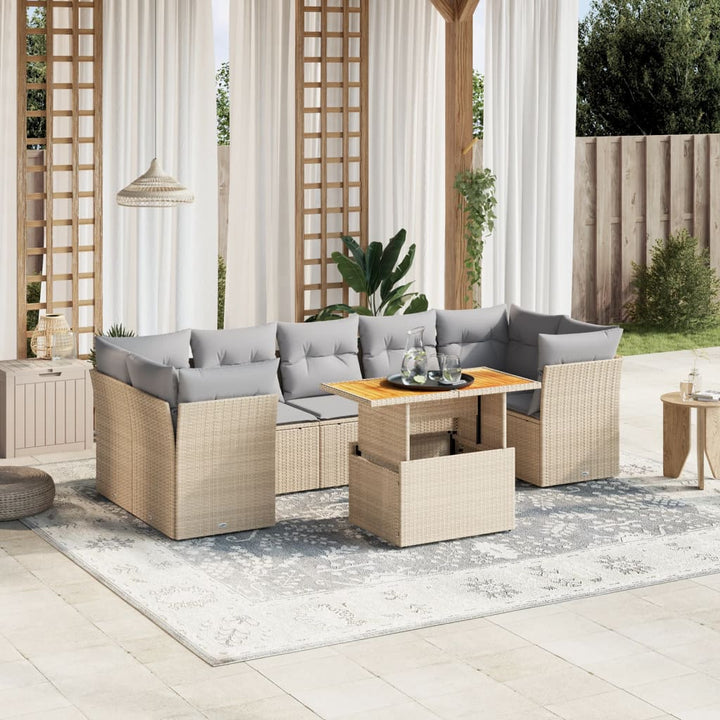 Set Mobilier De Grădină Cu Perne, 8 Piese, , Poliratan