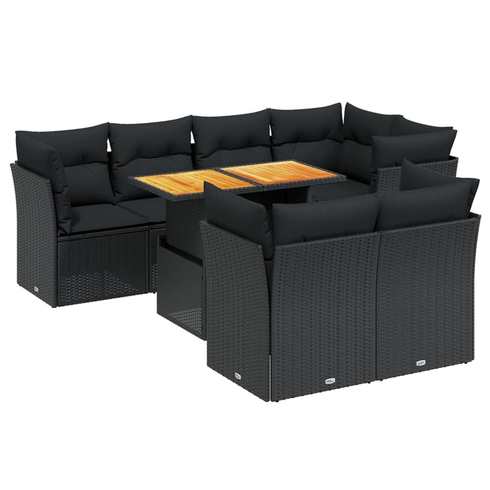 Set Mobilier De Grădină Cu Perne, 8 Piese, , Poliratan