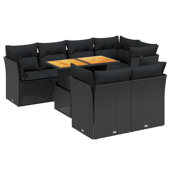 Set Mobilier De Grădină Cu Perne, 8 Piese, , Poliratan