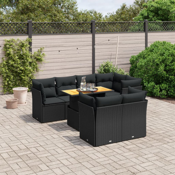 Set Mobilier De Grădină Cu Perne, 8 Piese, , Poliratan