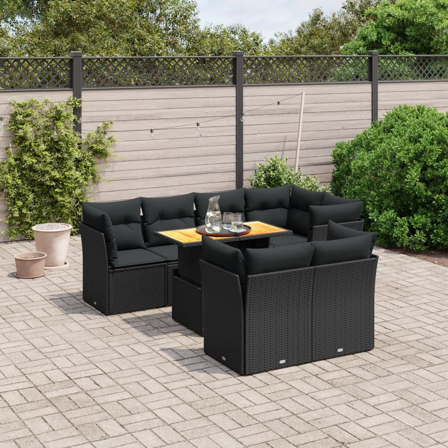 Set Mobilier De Grădină Cu Perne, 8 Piese, , Poliratan