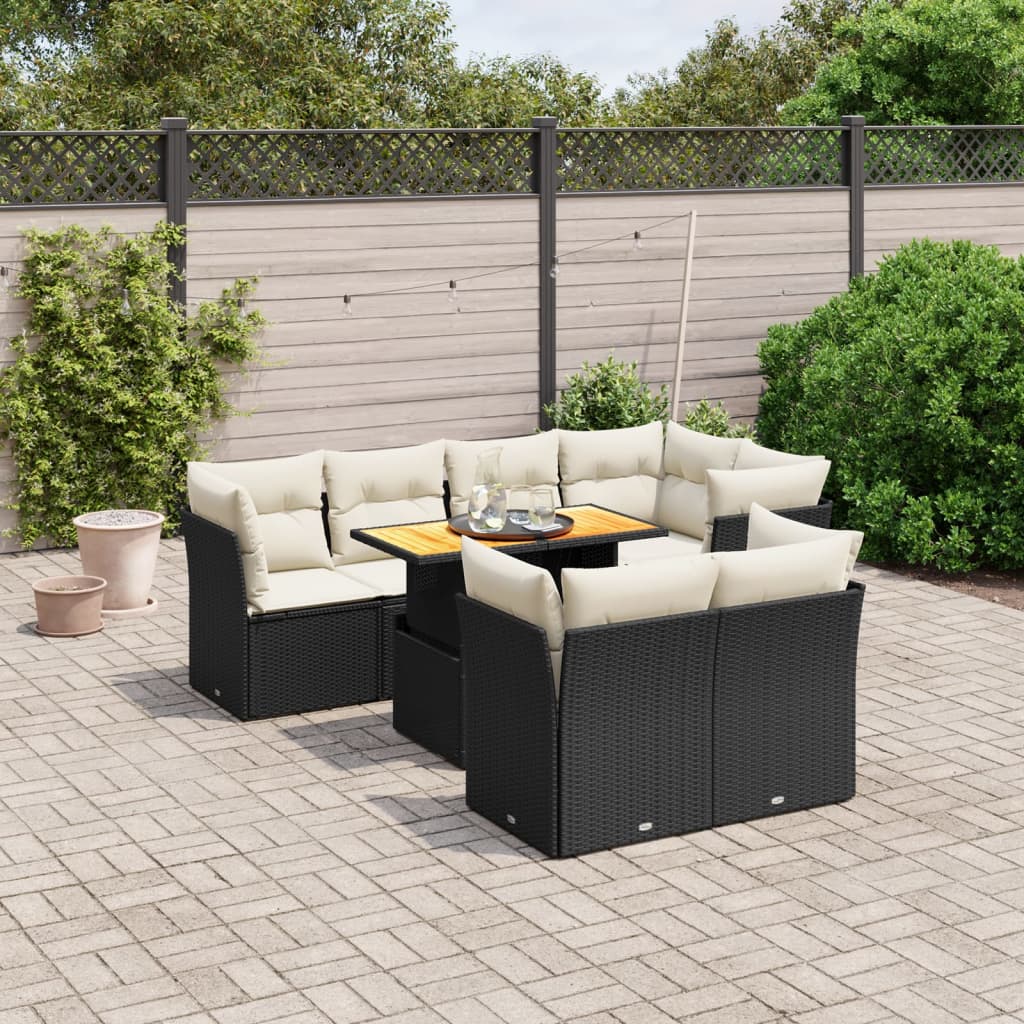 Set Mobilier De Grădină Cu Perne, 8 Piese, , Poliratan