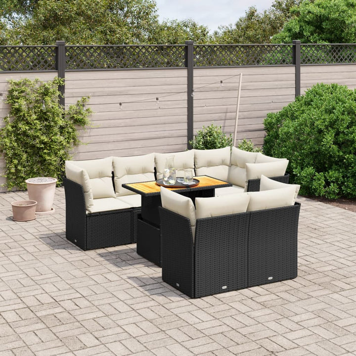 Set Mobilier De Grădină Cu Perne, 8 Piese, , Poliratan