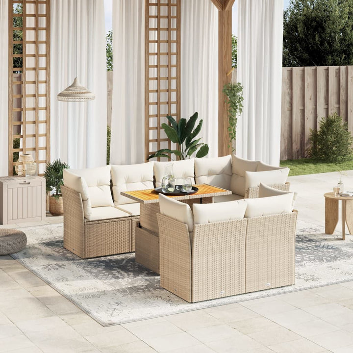 Set Mobilier De Grădină Cu Perne, 8 Piese, , Poliratan