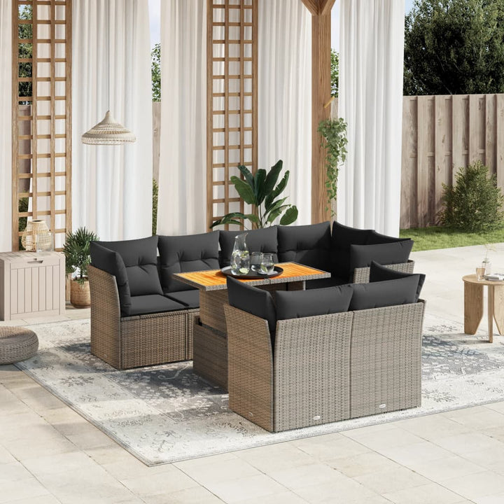 Set Mobilier De Grădină Cu Perne, 8 Piese, , Poliratan