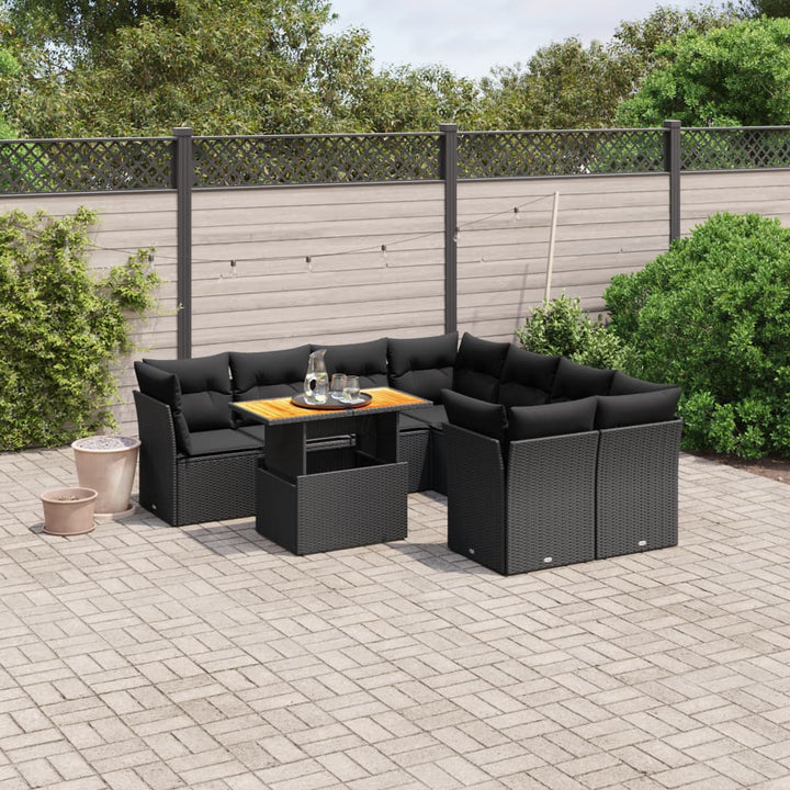 Set Canapele De Grădină, 9 Piese, Cu Perne, Gri, Poliratan