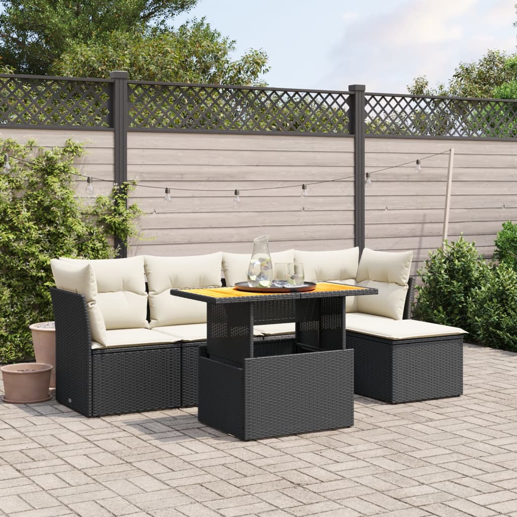Set Mobilier De Grădină Cu Perne, 6 Piese, , Poliratan