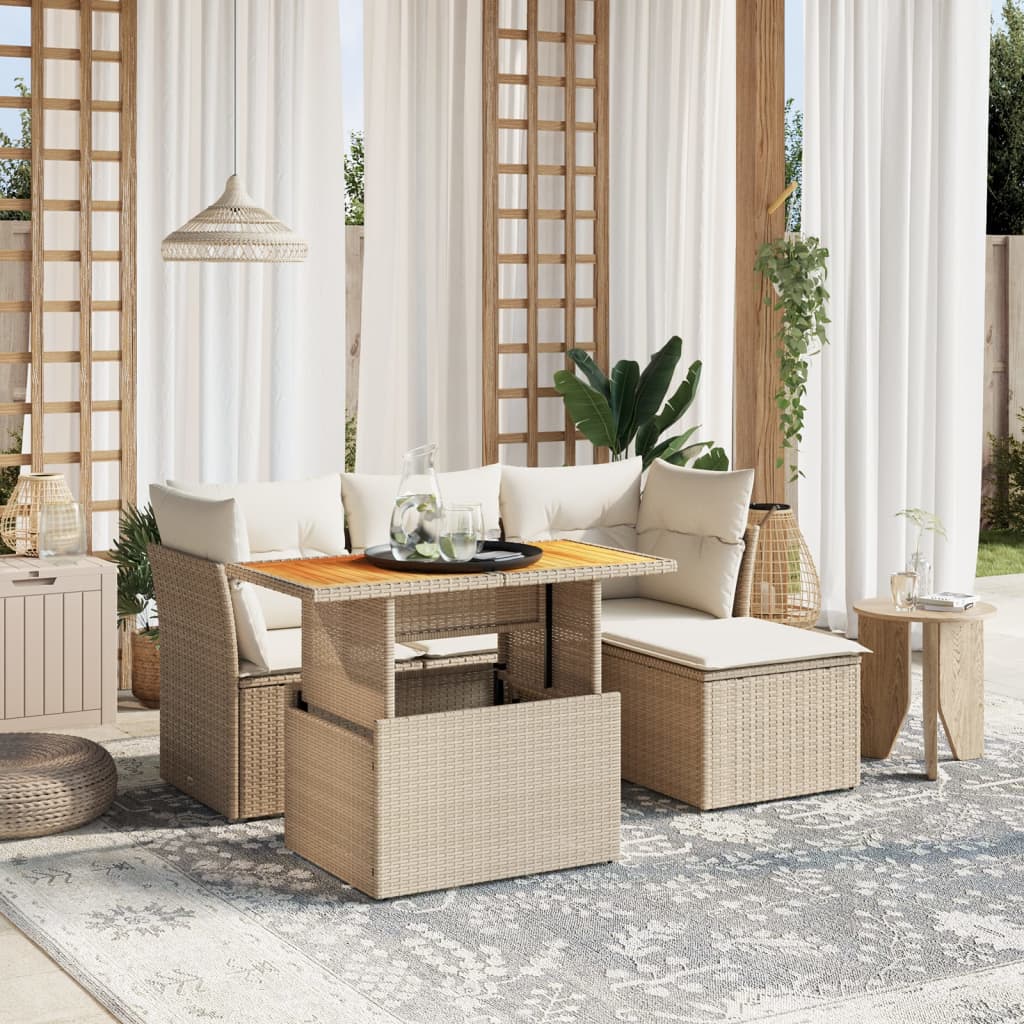 Set Mobilier De Grădină Cu Perne, 6 Piese, , Poliratan