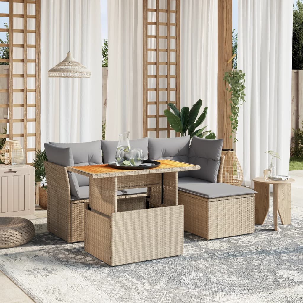 Set Mobilier De Grădină Cu Perne, 6 Piese, , Poliratan
