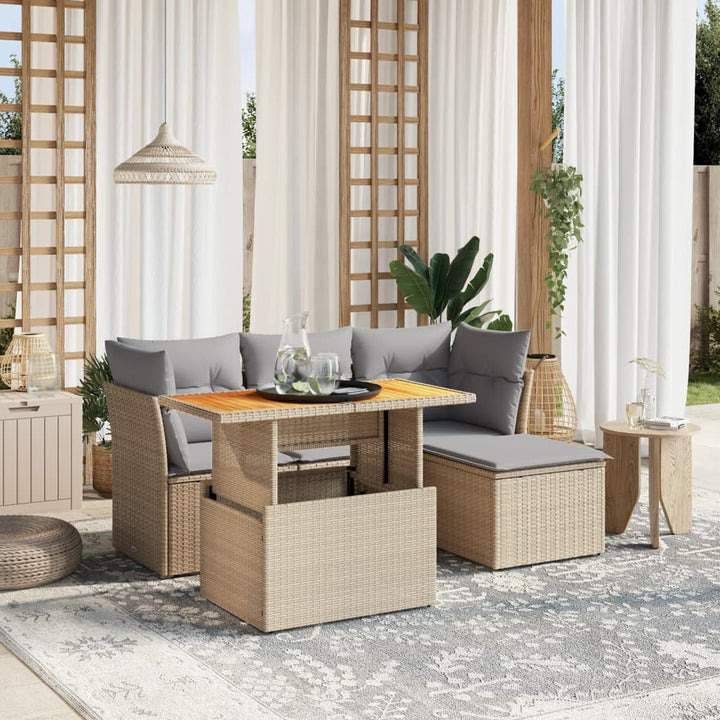 Set Mobilier De Grădină Cu Perne, 6 Piese, , Poliratan